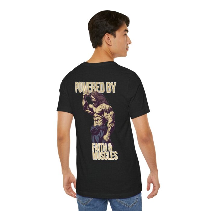 Powered by Faith and Muscles T-Shirt - Samson Graphic Design - Image 79