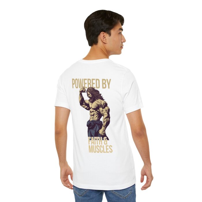 Powered by Faith and Muscles T-Shirt - Samson Graphic Design - Image 21