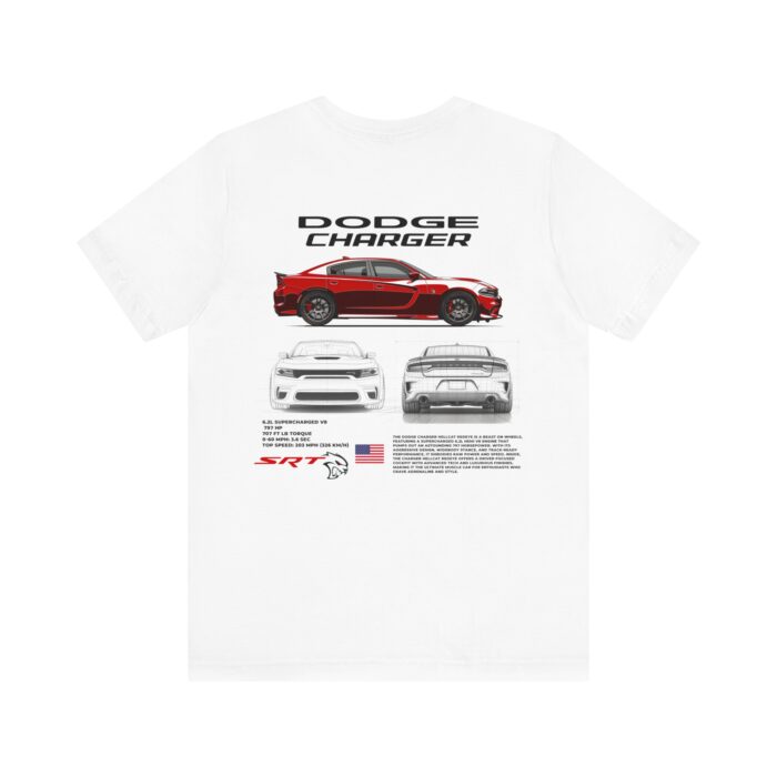 Dodge Charger SRT Hellcat Redeye Blueprint Graphic Tee - Premium Car Enthusiast T-Shirt - Boosted Gear Co. - Image 3