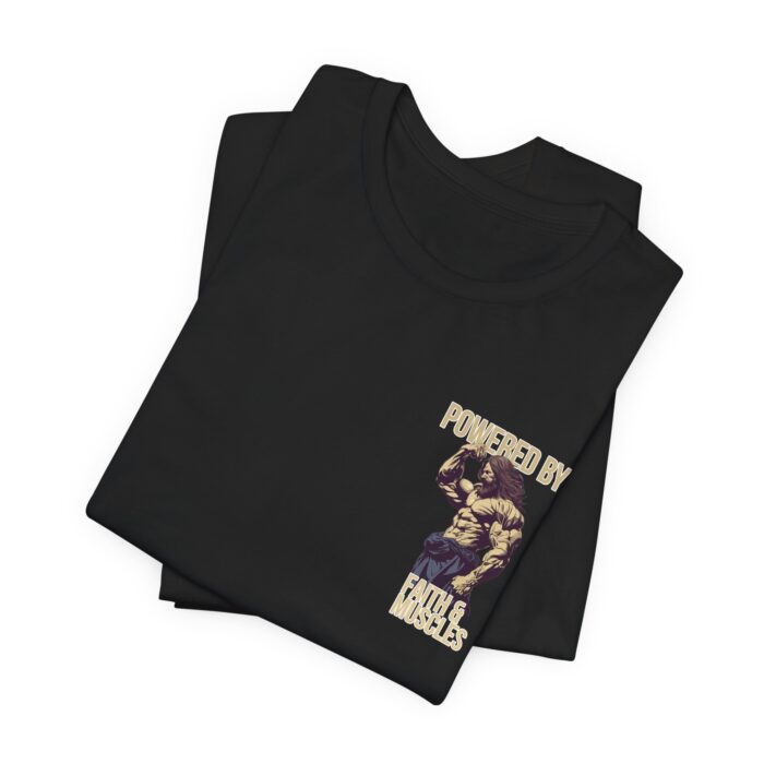 Powered by Faith and Muscles T-Shirt - Samson Graphic Design - Image 34