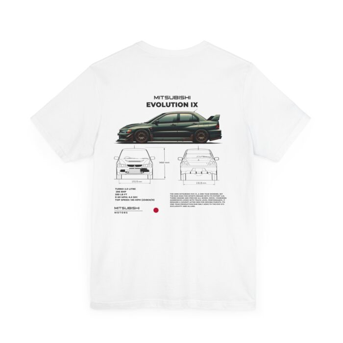 Mitsubishi Evolution IX Blueprint Graphic Tee - Premium Car Enthusiast T-Shirt - Boosted Gear Co - Image 4