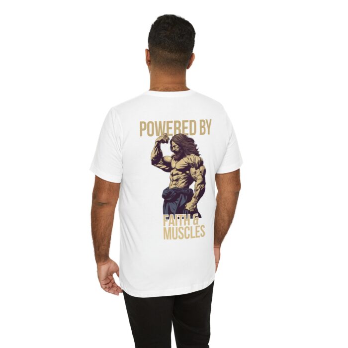 Powered by Faith and Muscles T-Shirt - Samson Graphic Design - Image 17