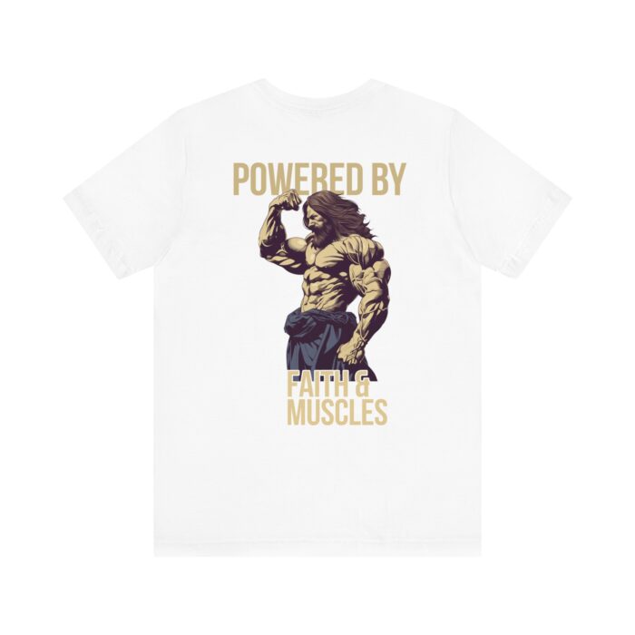 Powered by Faith and Muscles T-Shirt - Samson Graphic Design