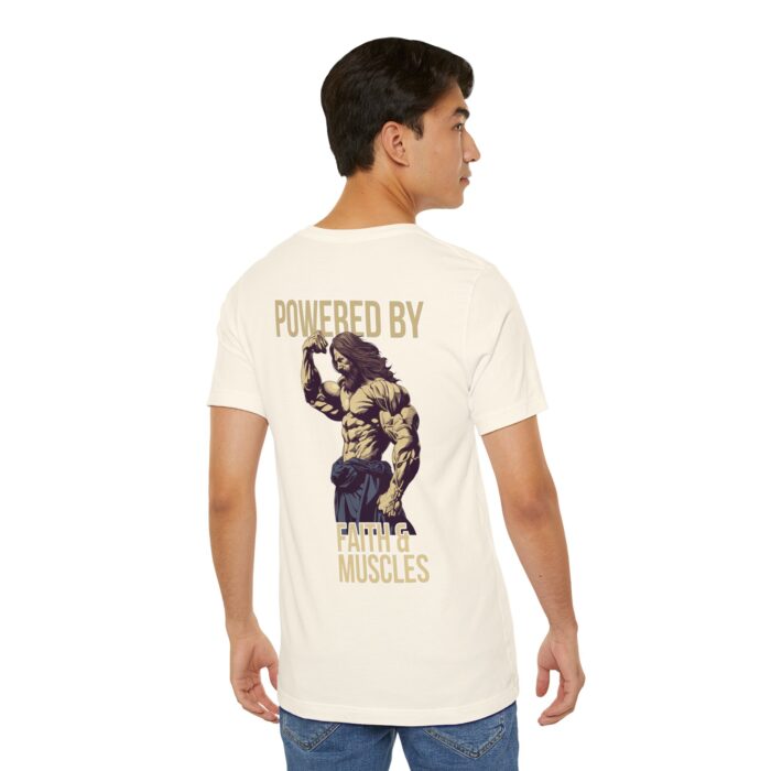 Powered by Faith and Muscles T-Shirt - Samson Graphic Design - Image 108