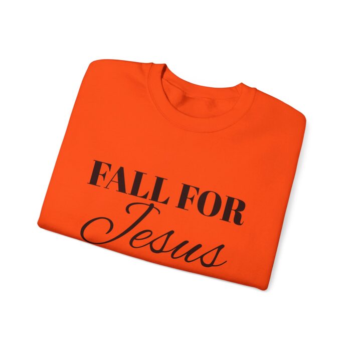 Christian Faith Sweatshirt, Fall for Jesus, He Never Leaves, Unisex Religious Pullover, Fall Christian Apparel, Heavy Blend Crewneck - Image 3